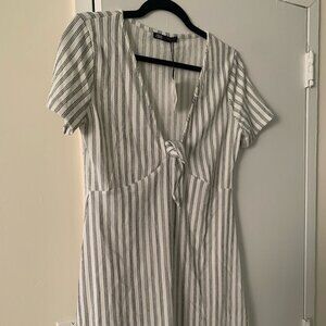 Zara White & Navy Tie Sundress